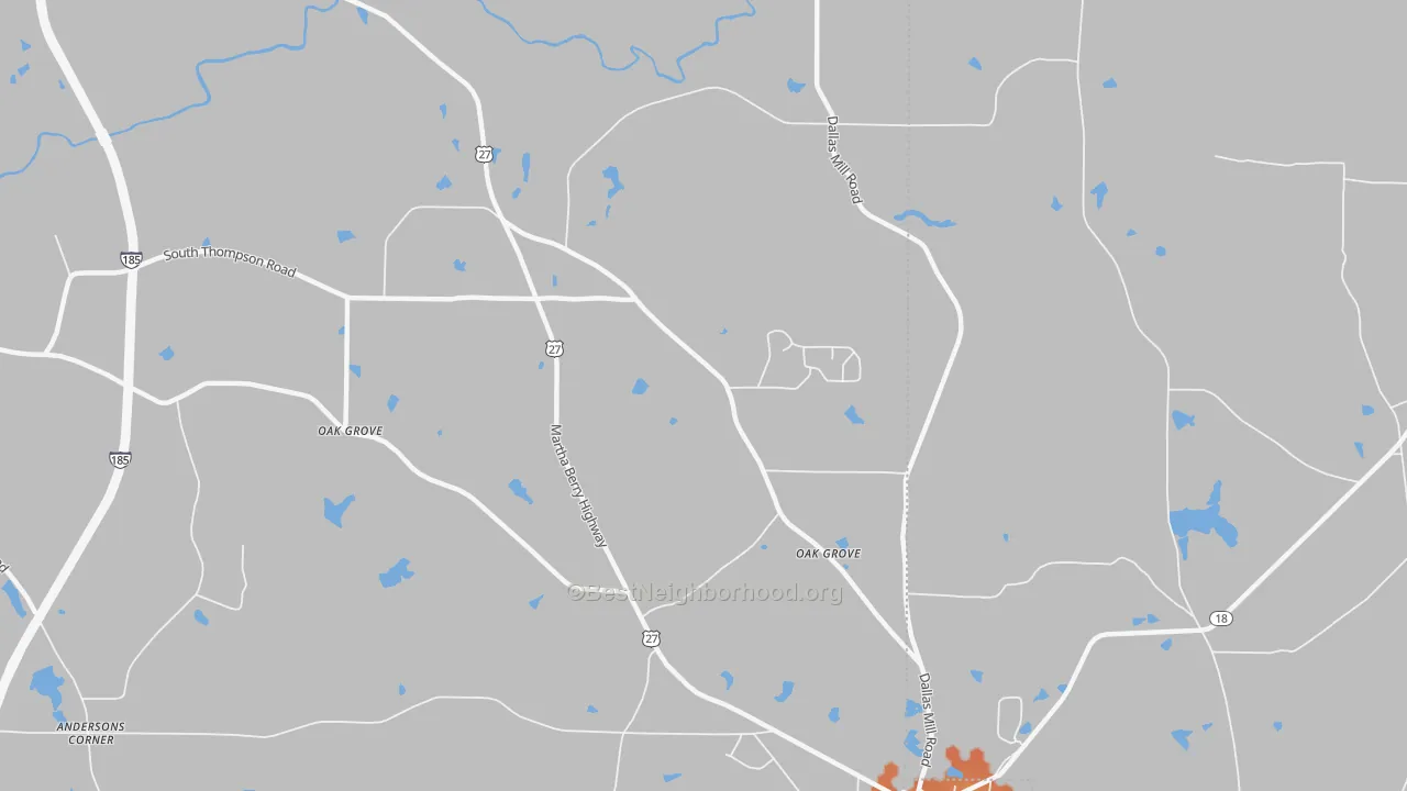 Bike Grade map of Oak Grove, GA