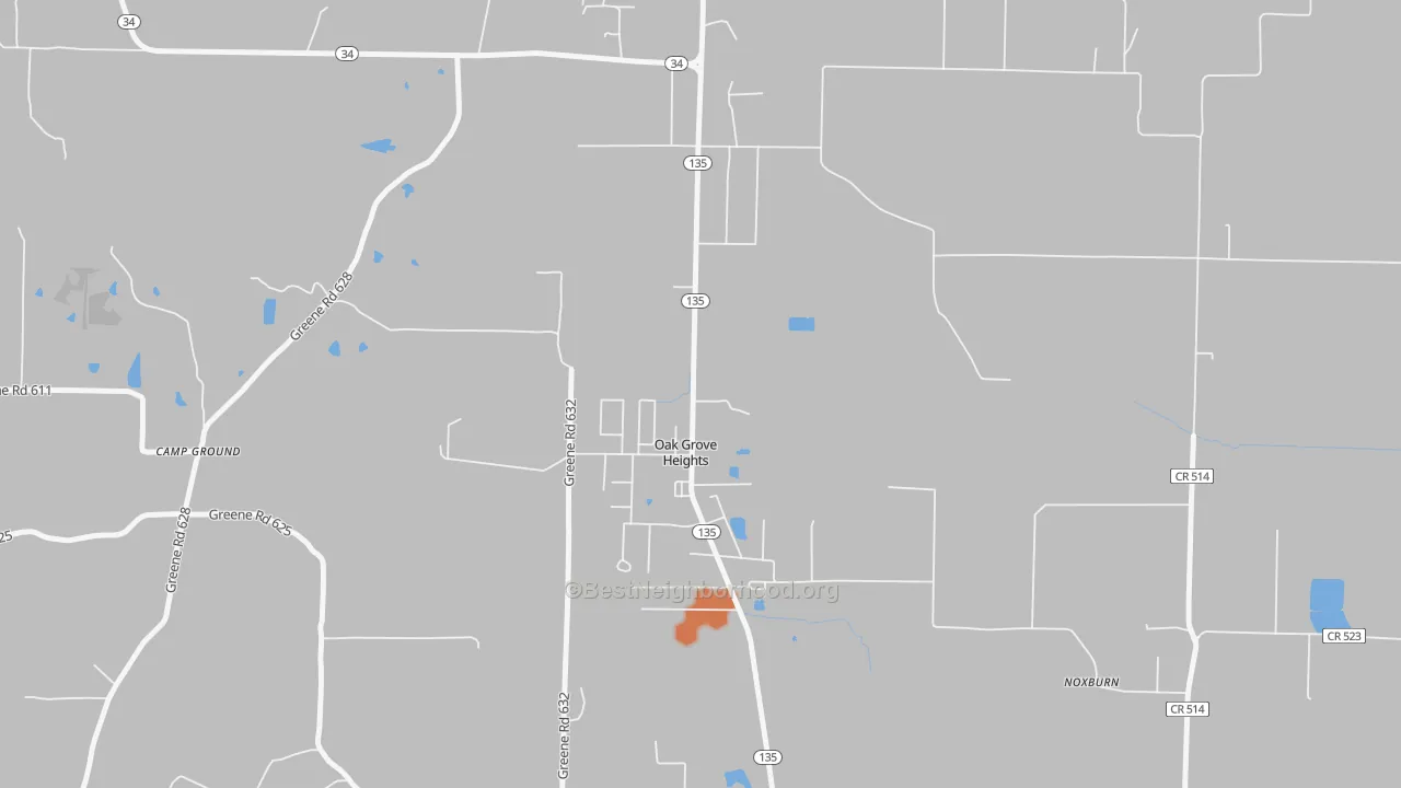 Bike Grade map of Oak Grove Heights, AR