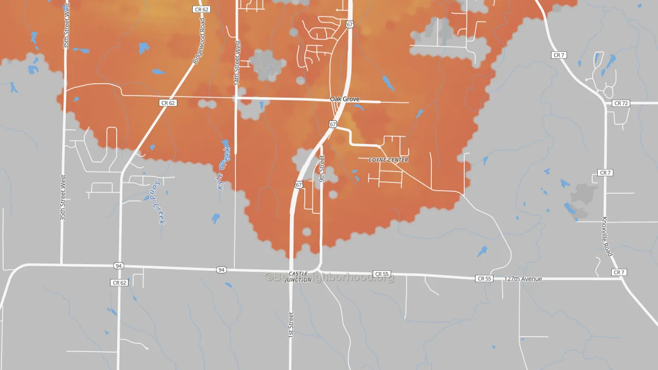 Bike Grade map of Oak Grove, IL