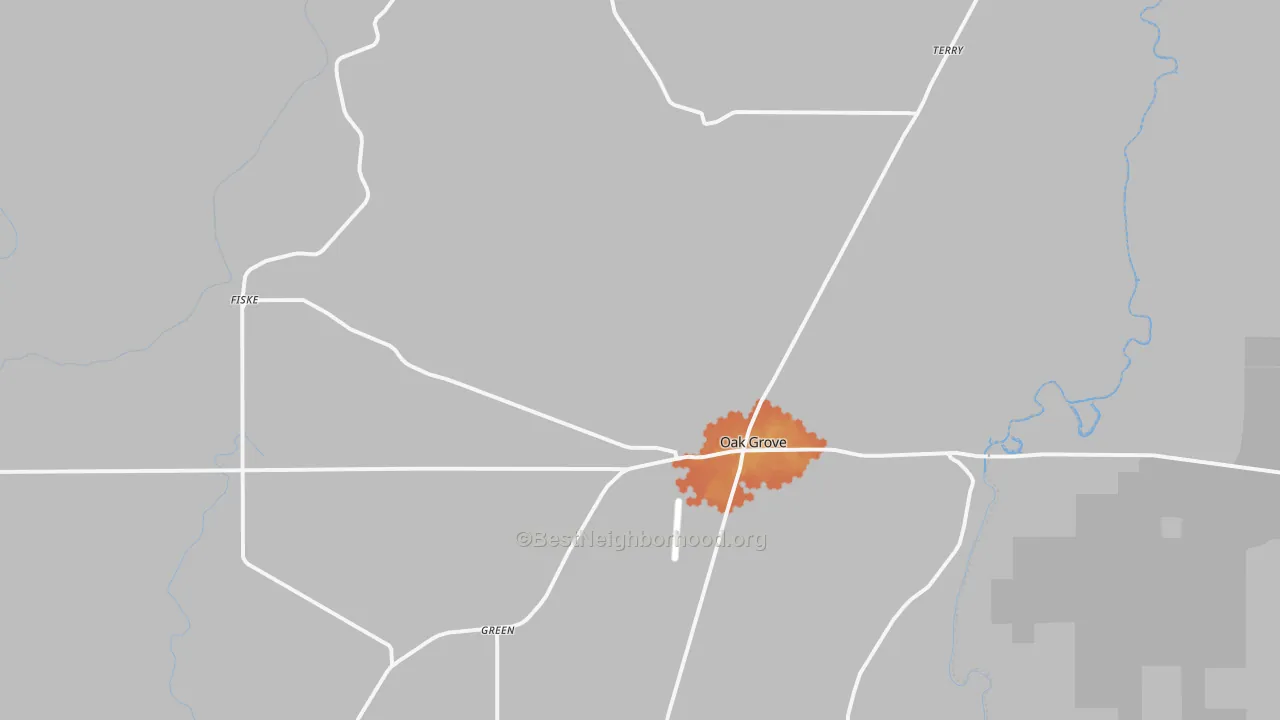 Bike Grade map of Oak Grove, LA