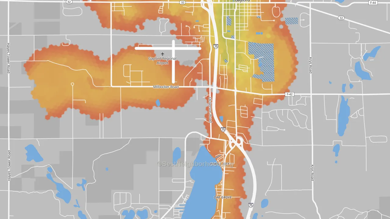Bike Grade map of Oak Grove, MI