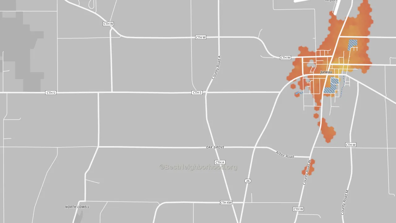 Bike Grade map of Oak Grove, WI