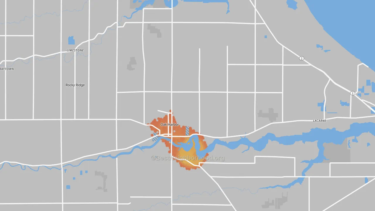 Bike Grade map of Oak Harbor, OH