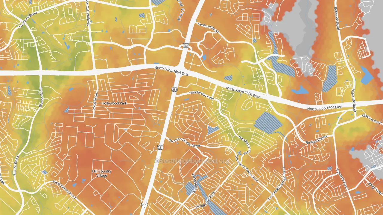 Bike Grade map of Oak Haven Heights, San Antonio, TX