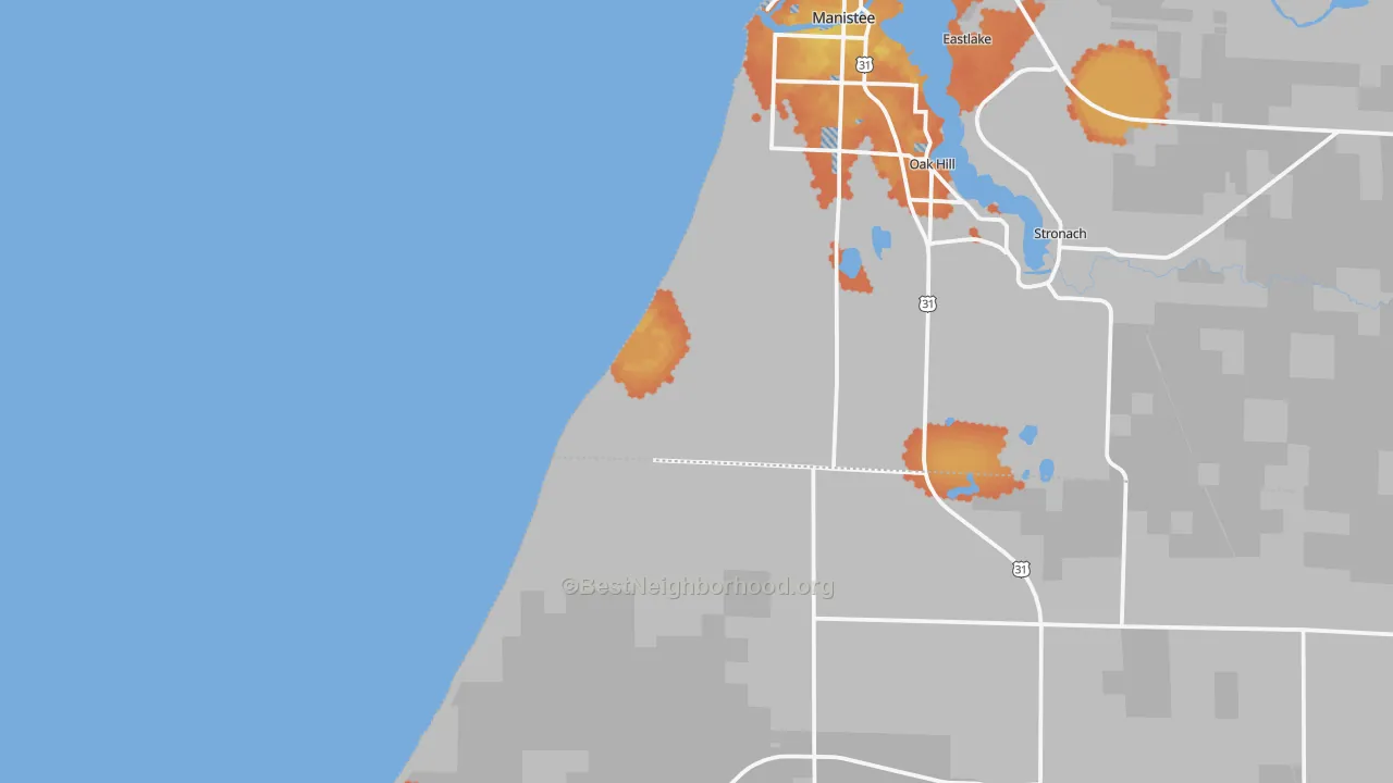 Bike Grade map of Oak Hill, MI