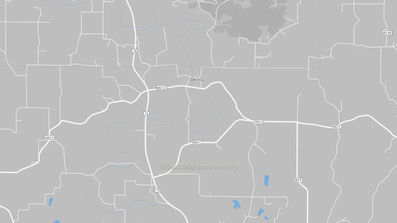 Bike Grade map of Oak Hill, MO
