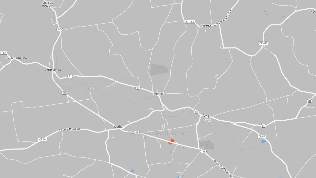 Bike Grade map of Oak Hill, NY