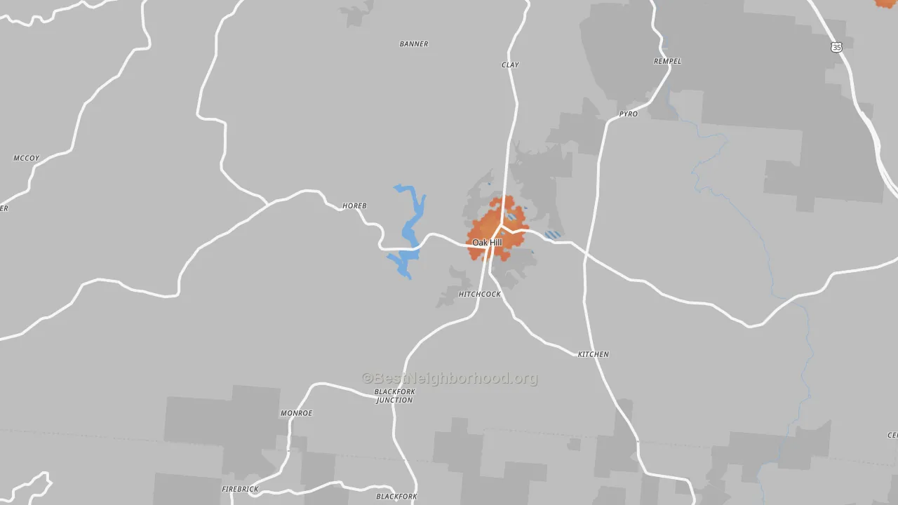 Bike Grade map of Oak Hill, OH