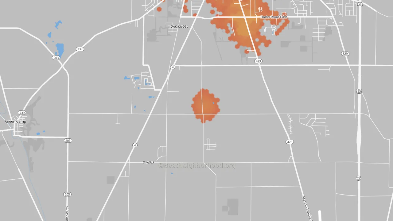Bike Grade map of Oak Knoll, OH
