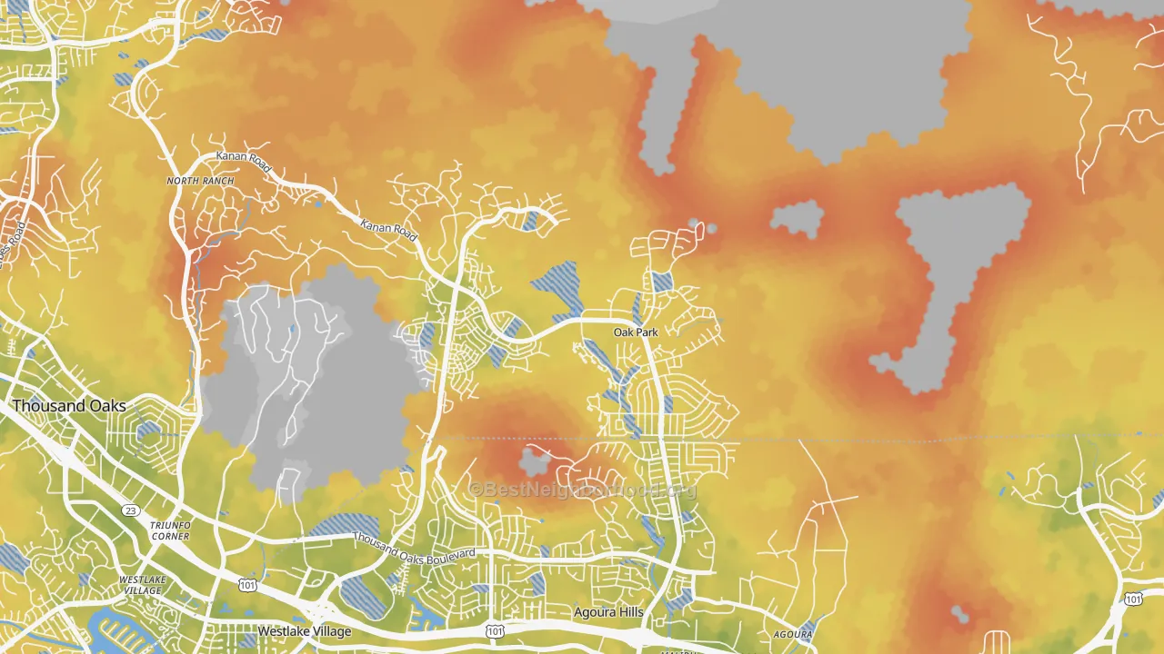 Bike Grade map of Oak Park, CA