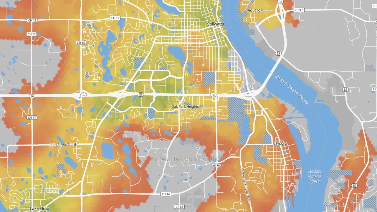 Bike Grade map of Oak Park Heights, MN