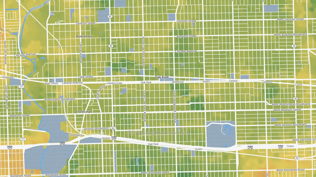 Bike Grade map of Oak Park, IL