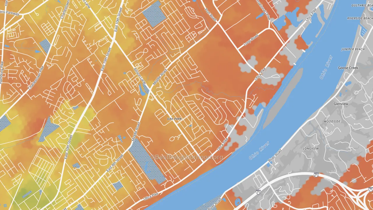 Bike Grade map of Oak Park, Jeffersonville, IN
