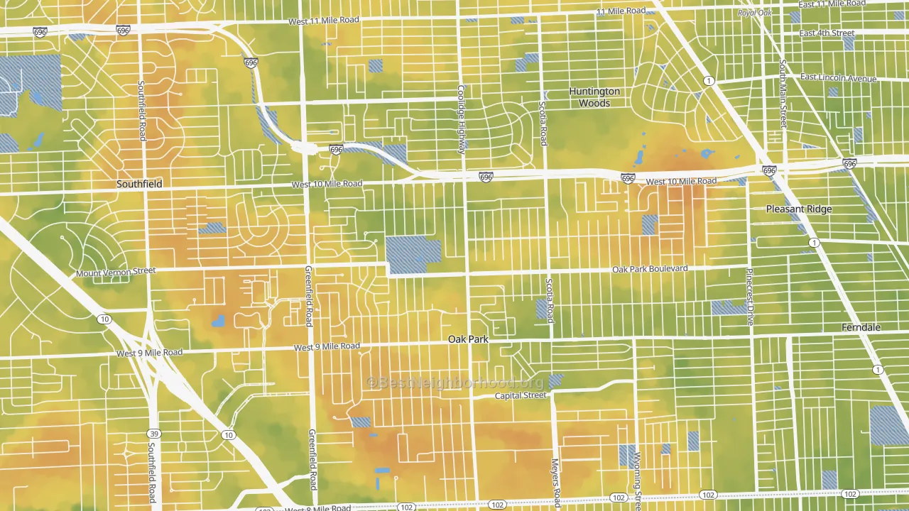 Bike Grade map of Oak Park, MI