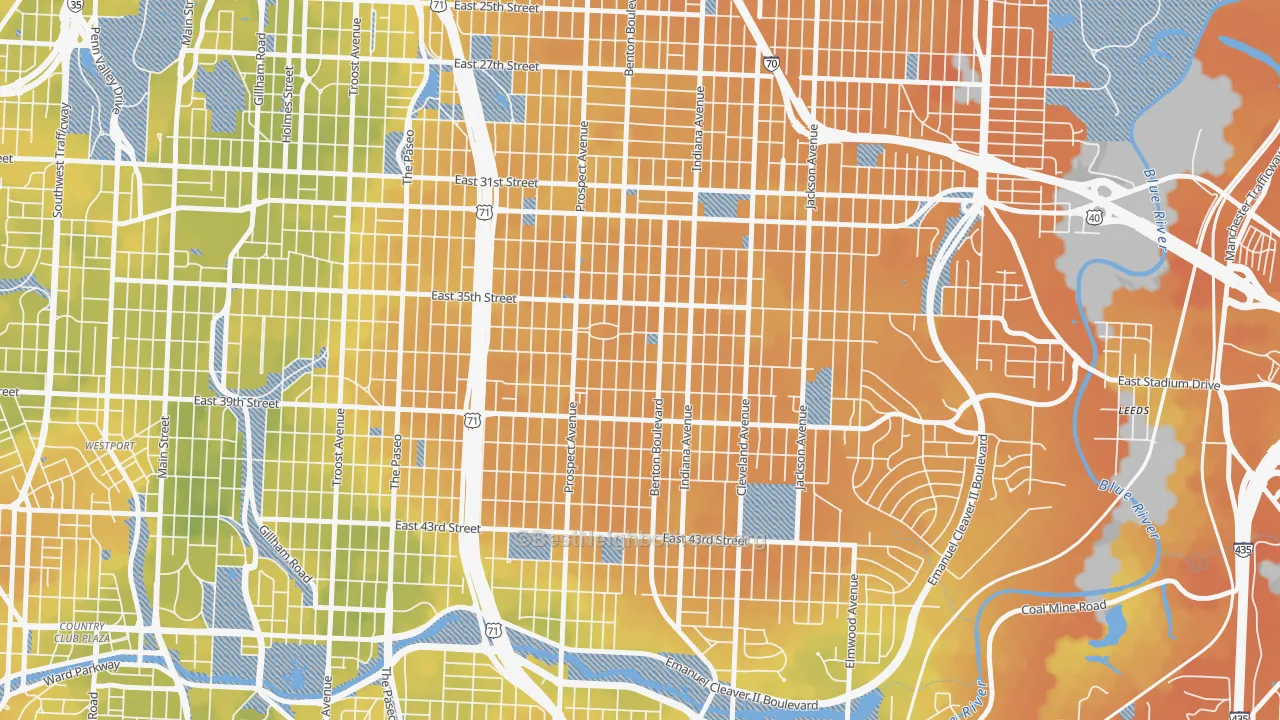 Bike Grade map of Oak Park Northwest, Kansas City, MO
