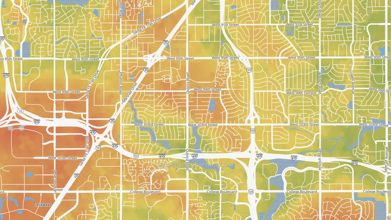 Bike Grade map of Oak Park, Overland Park, KS