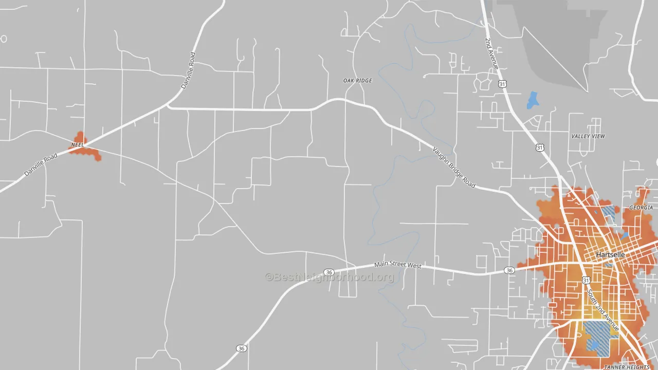 Bike Grade map of Oak Ridge, AL