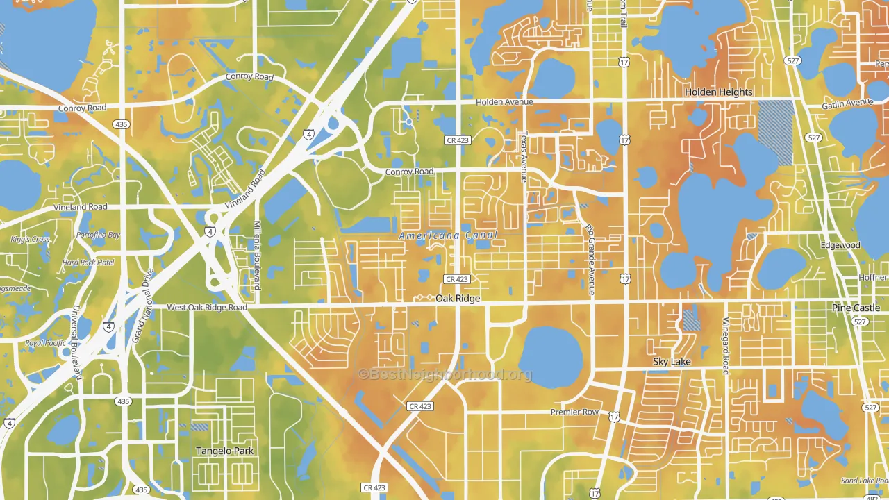 Bike Grade map of Oak Ridge, FL