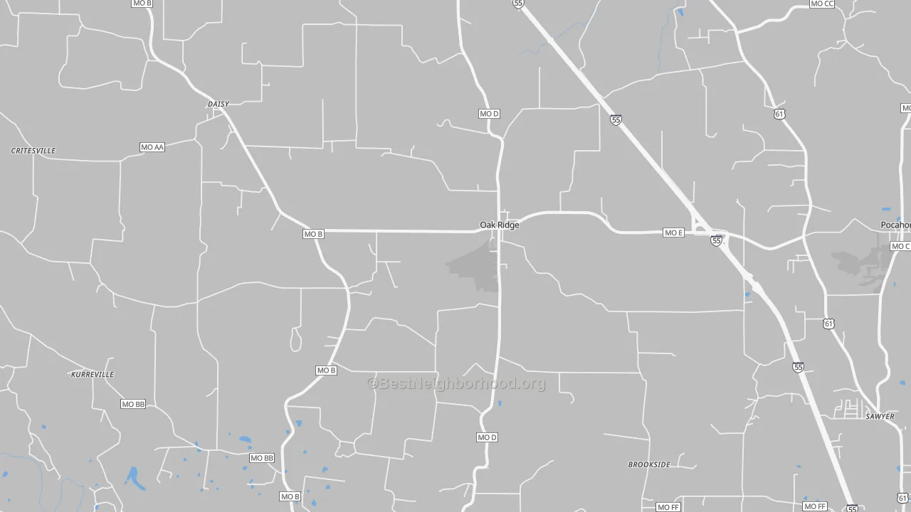 Bike Grade map of Oak Ridge, MO
