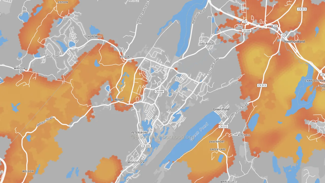 Bike Grade map of Oak Ridge, NJ