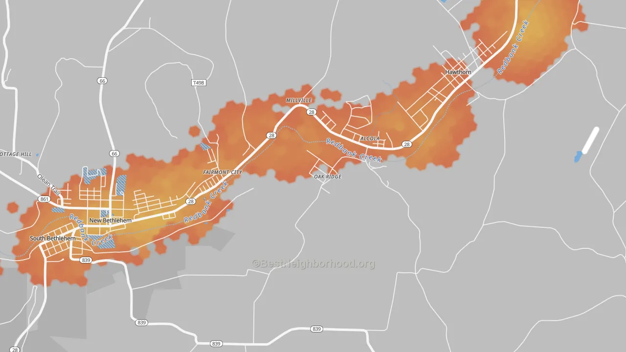 Bike Grade map of Oak Ridge, PA