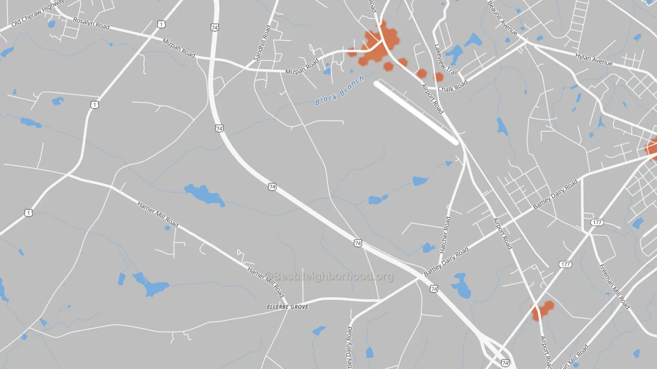 Bike Grade map of Oak Ridge Park, NC