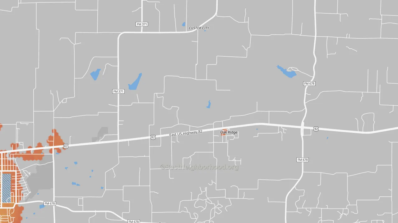 Bike Grade map of Oak Ridge, TX
