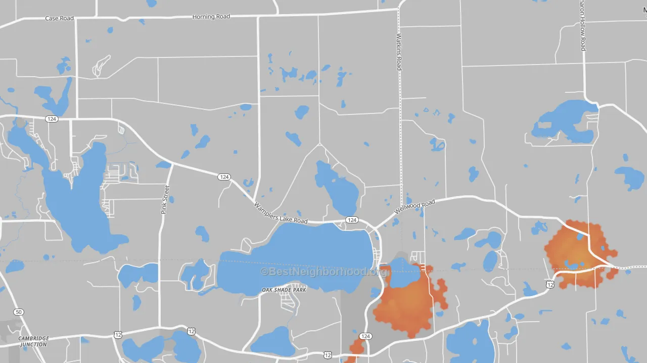 Bike Grade map of Oak Shade Park, MI