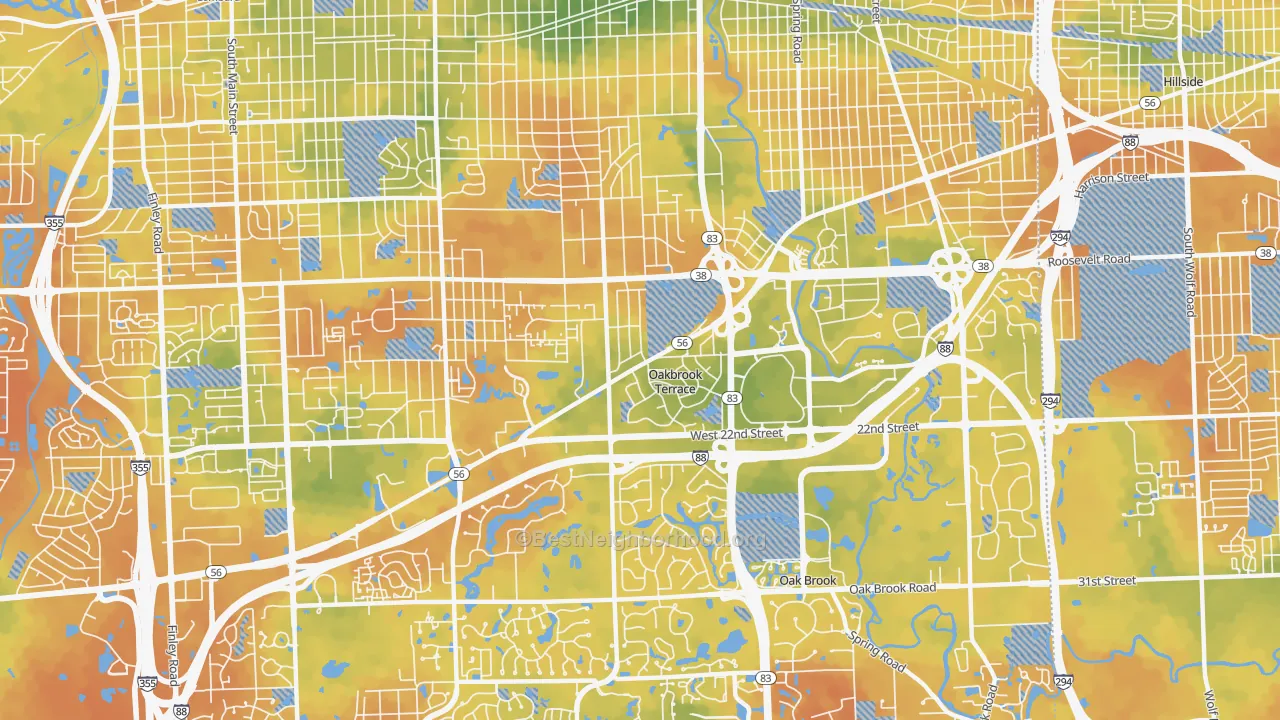 Bike Grade map of Oakbrook Terrace, IL