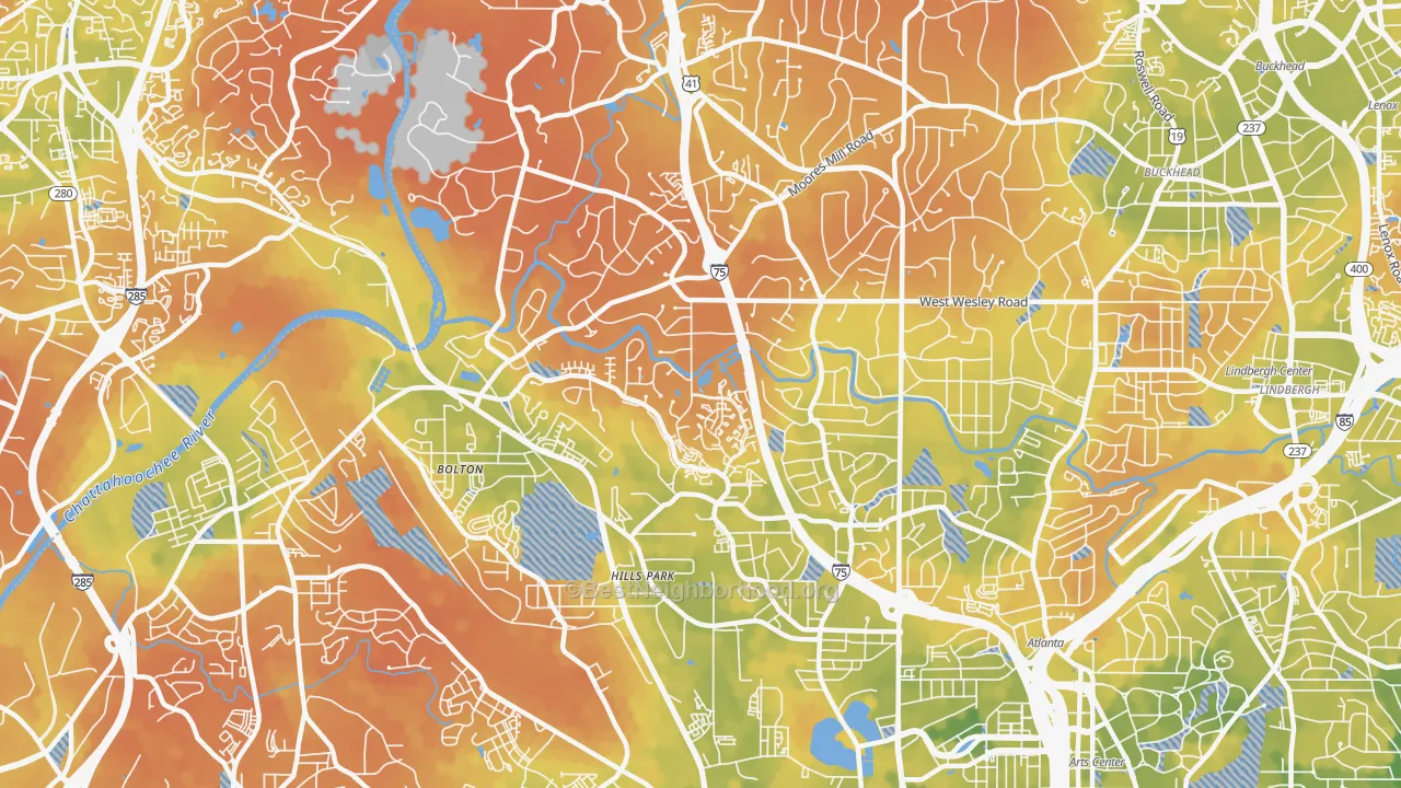 Bike Grade map of Oakdale, Atlanta, GA