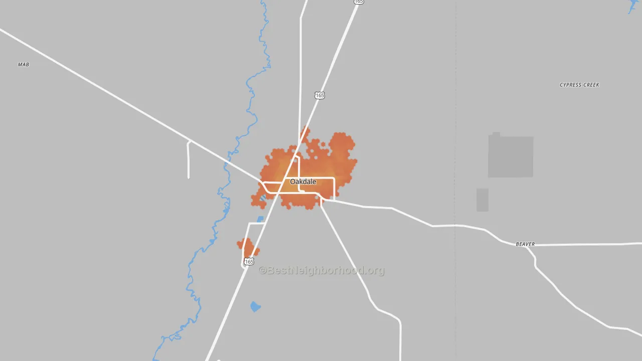 Bike Grade map of Oakdale, LA
