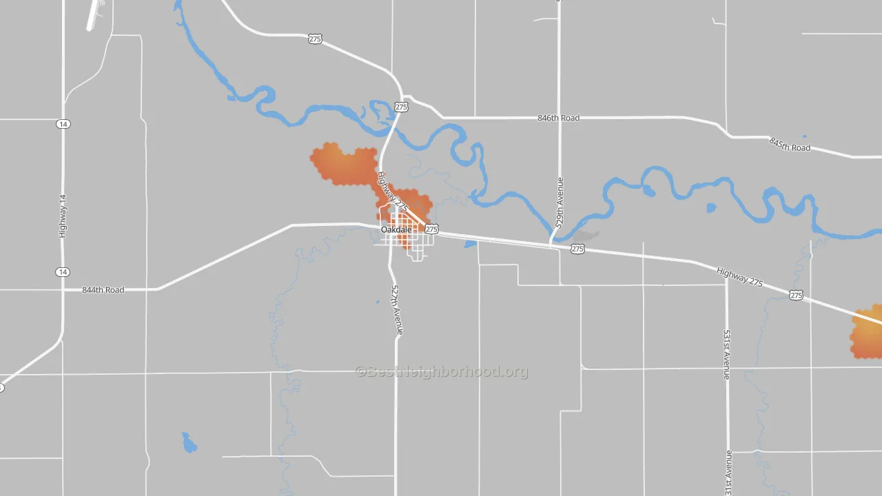 Bike Grade map of Oakdale, NE