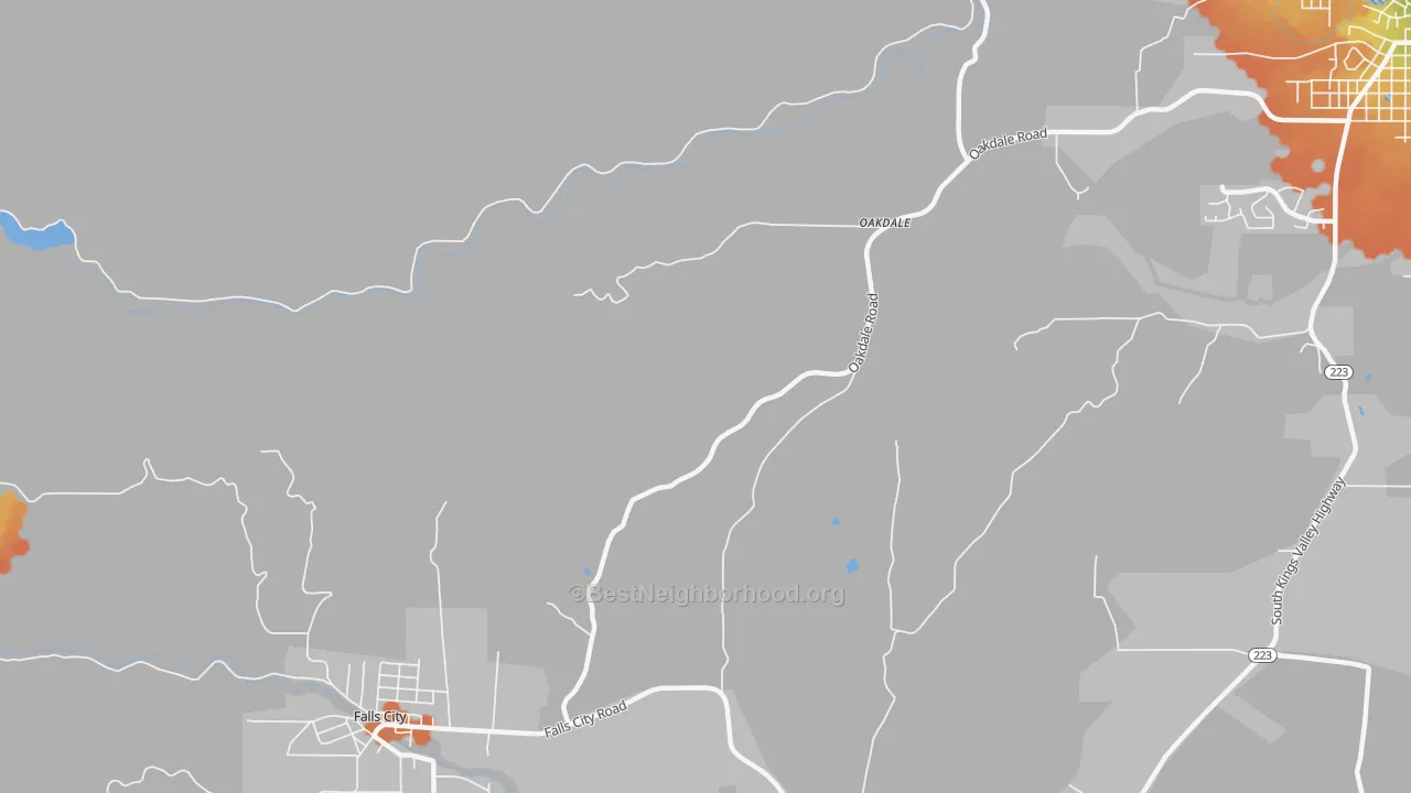 Bike Grade map of Oakdale, OR