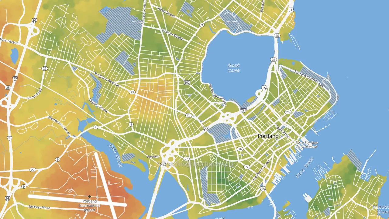 Bike Grade map of Oakdale, Portland, ME