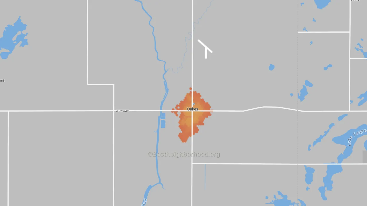 Bike Grade map of Oakes, ND