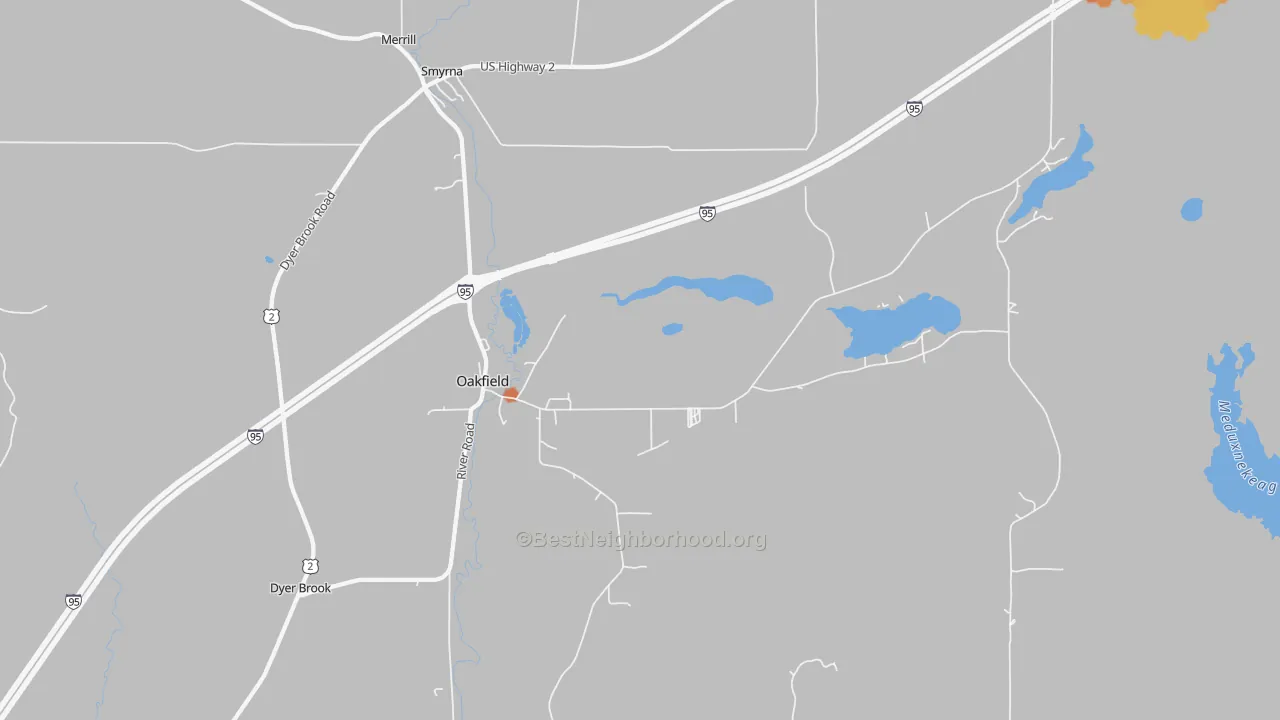 Bike Grade map of Oakfield, ME