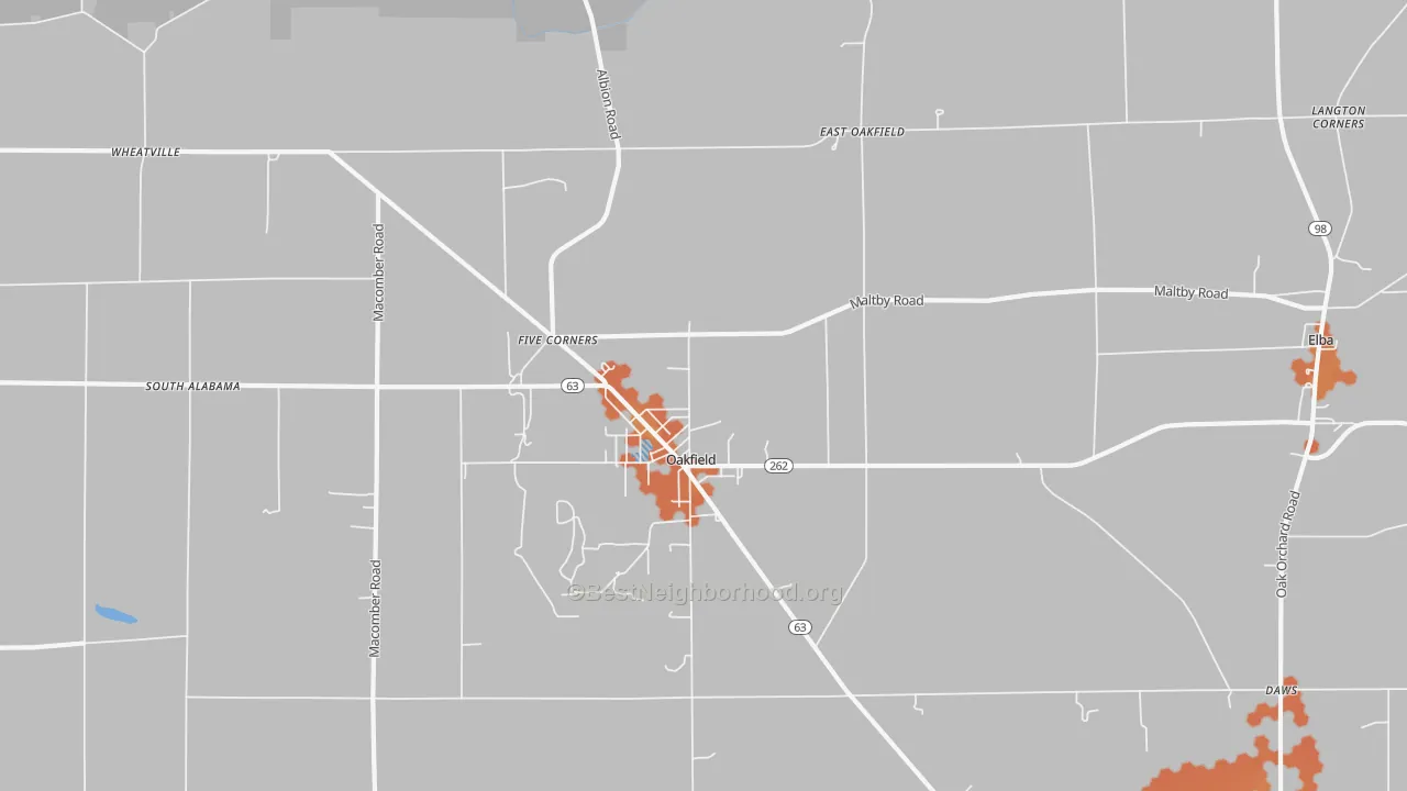 Bike Grade map of Oakfield, NY