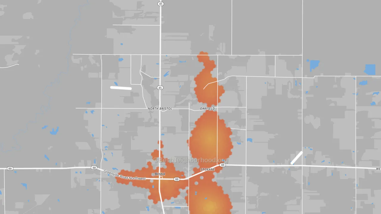 Bike Grade map of Oakfield, OH
