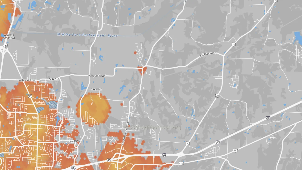 Bike Grade map of Oakfield, TN