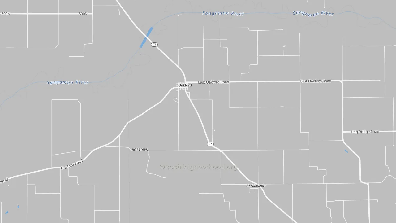Bike Grade map of Oakford, IL
