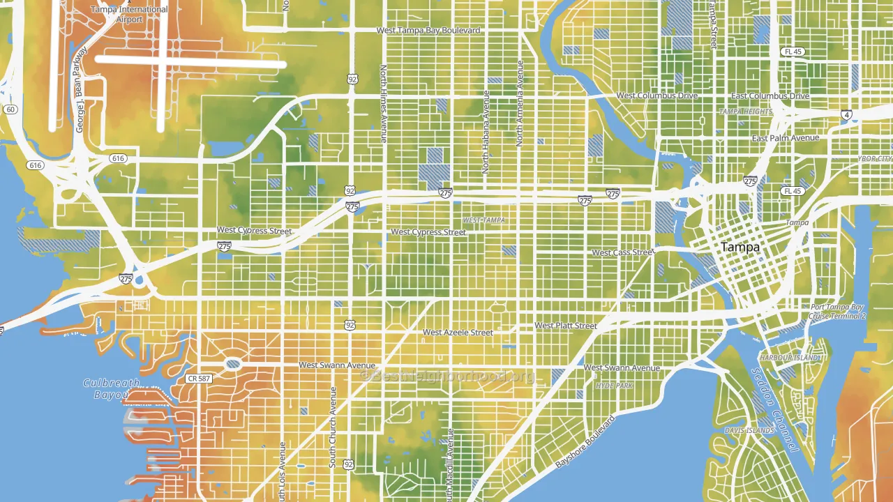 Bike Grade map of Oakford Park, Tampa, FL