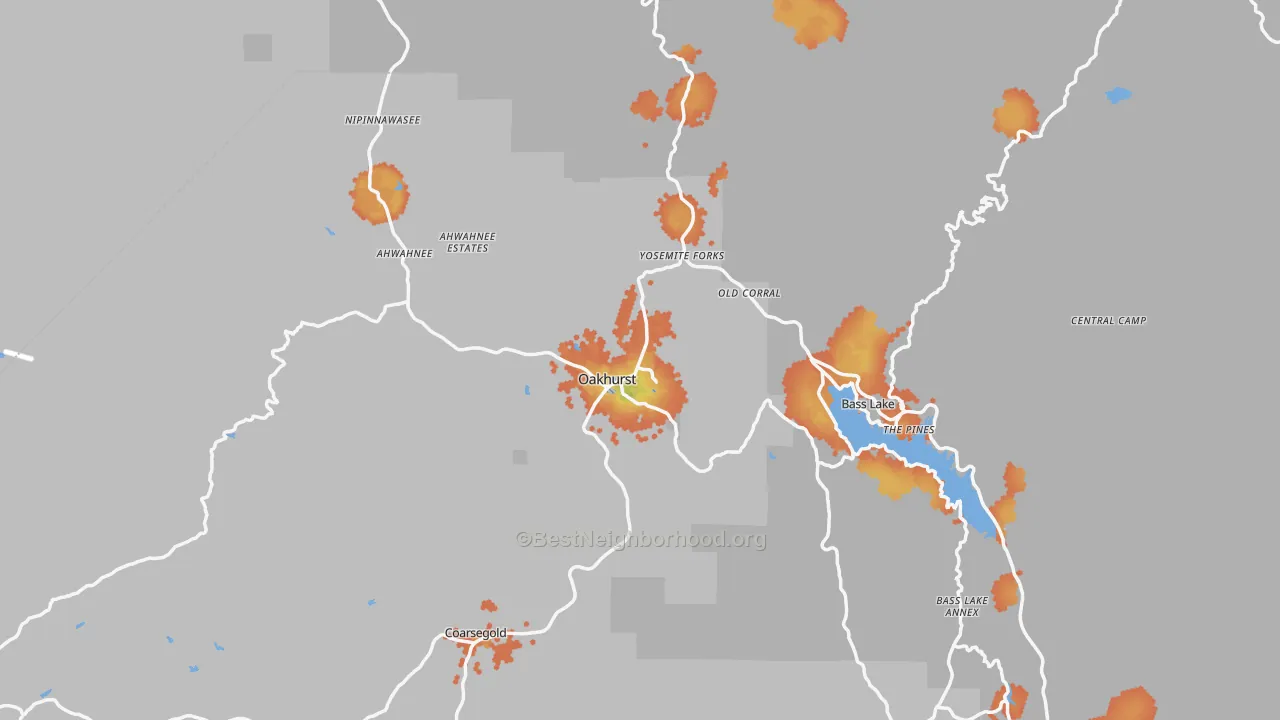 Bike Grade map of Oakhurst, CA