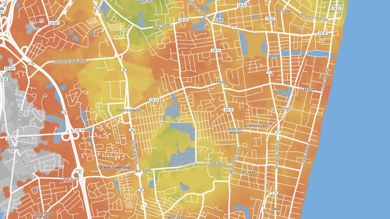 Bike Grade map of Oakhurst, NJ
