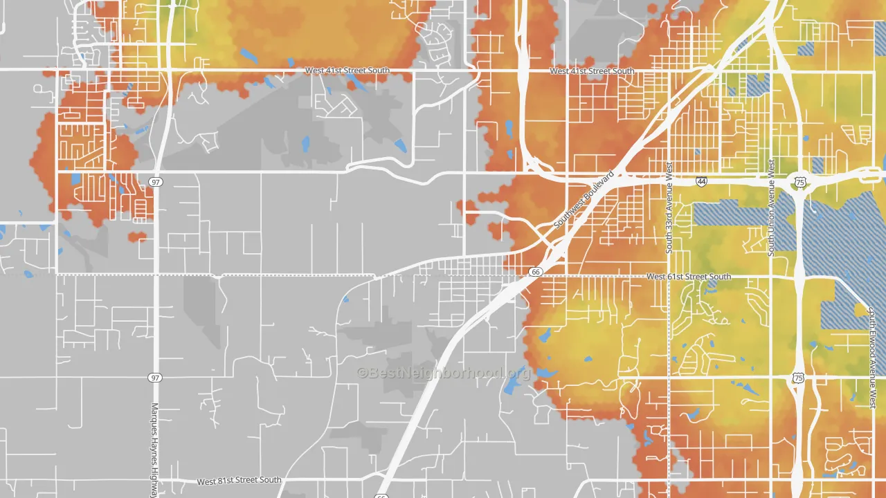 Bike Grade map of Oakhurst, OK