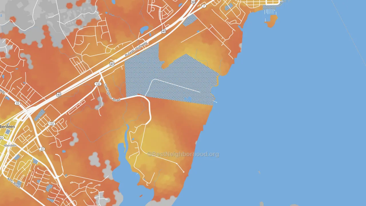 Bike Grade map of Oakington, MD