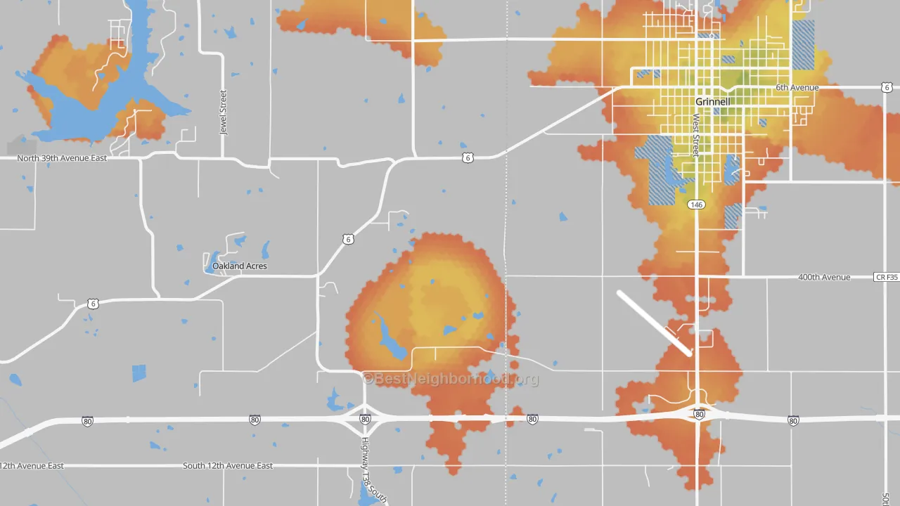 Bike Grade map of Oakland Acres, IA