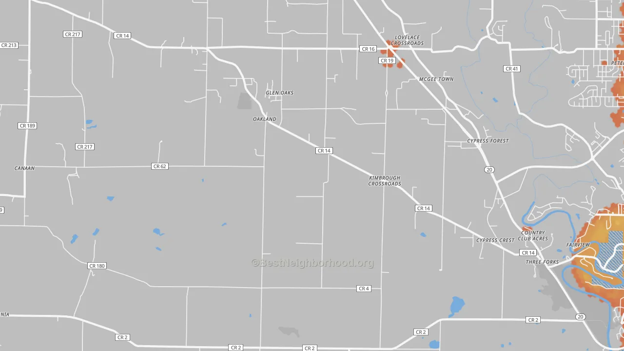 Bike Grade map of Oakland, AL