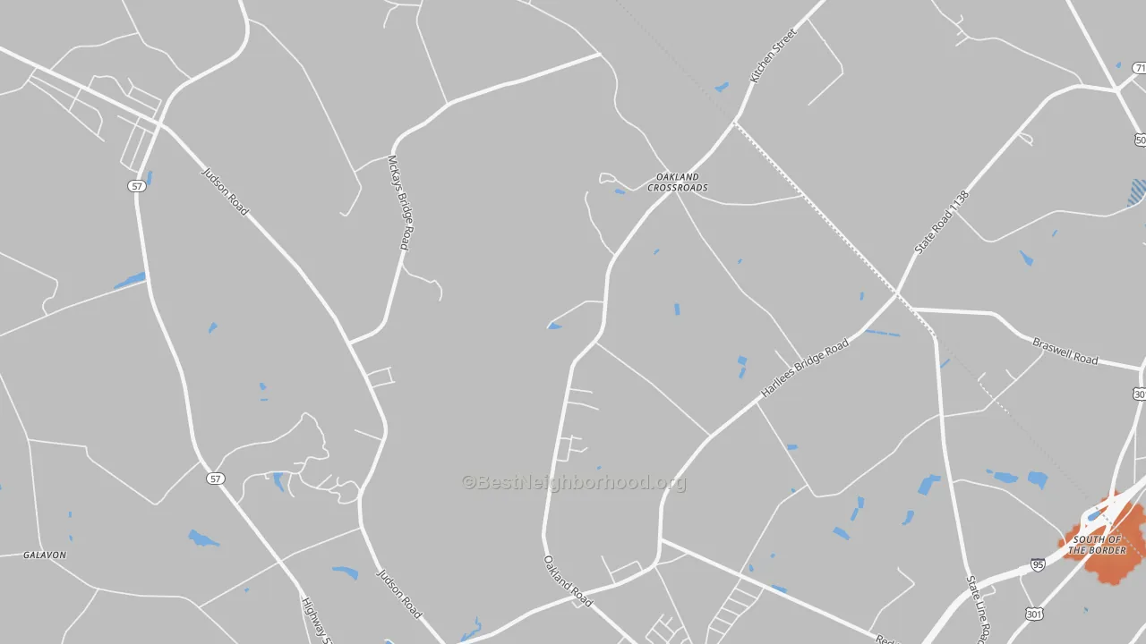 Bike Grade map of Oakland Cross Roads, SC