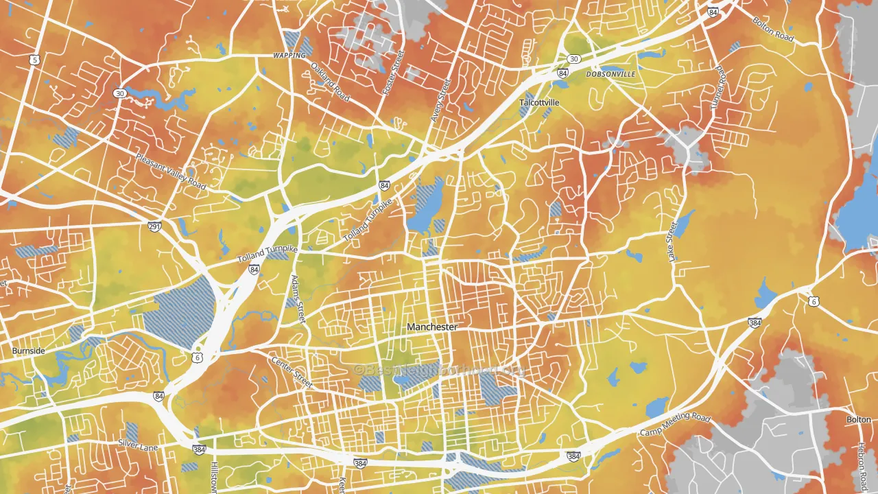 Bike Grade map of Oakland, CT