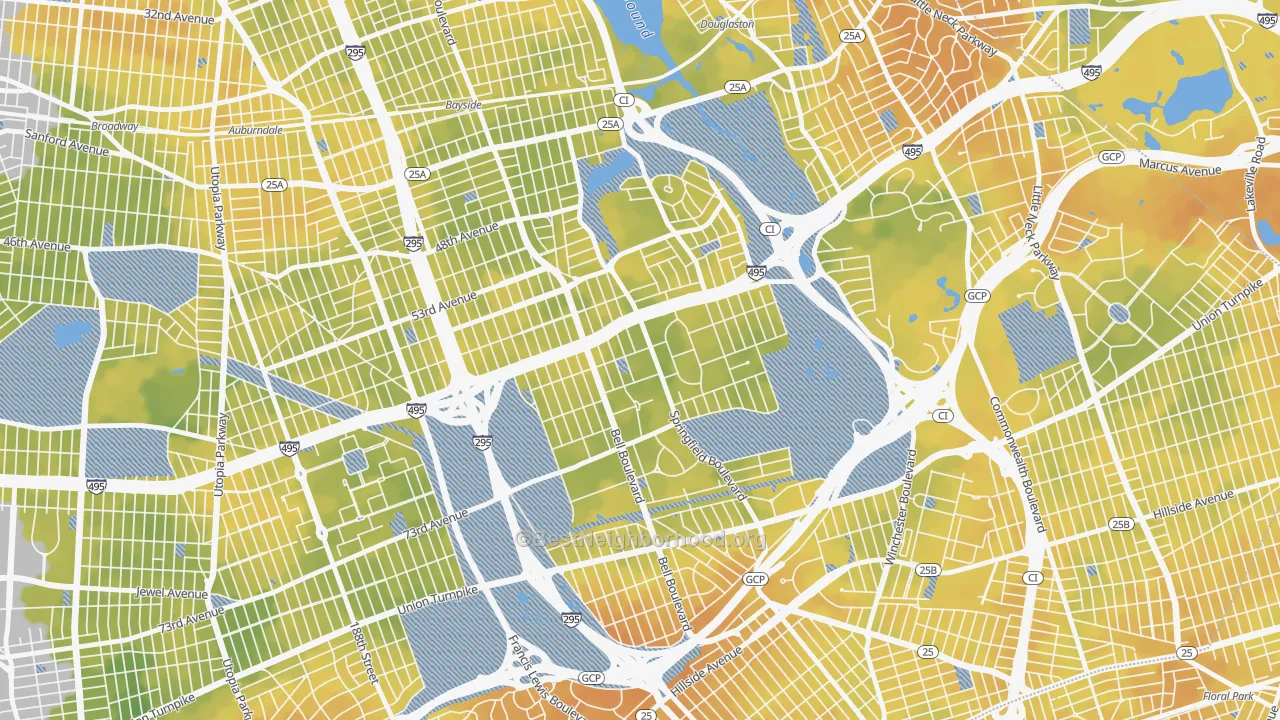 Bike Grade map of Oakland Gardens, Queens, NY